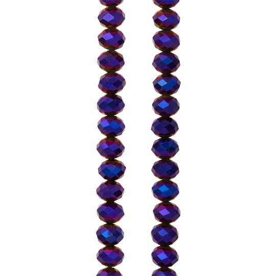 Amethyst Iridescent Glass Faceted Rondelle Beads, 6mm by Bead Landing™